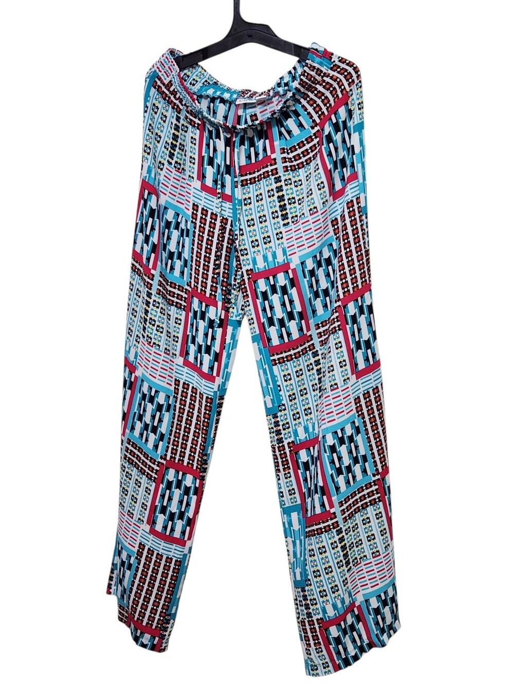 Cato Small Women's Geometric Print Pull On Elastic Waist Wide Leg Pants